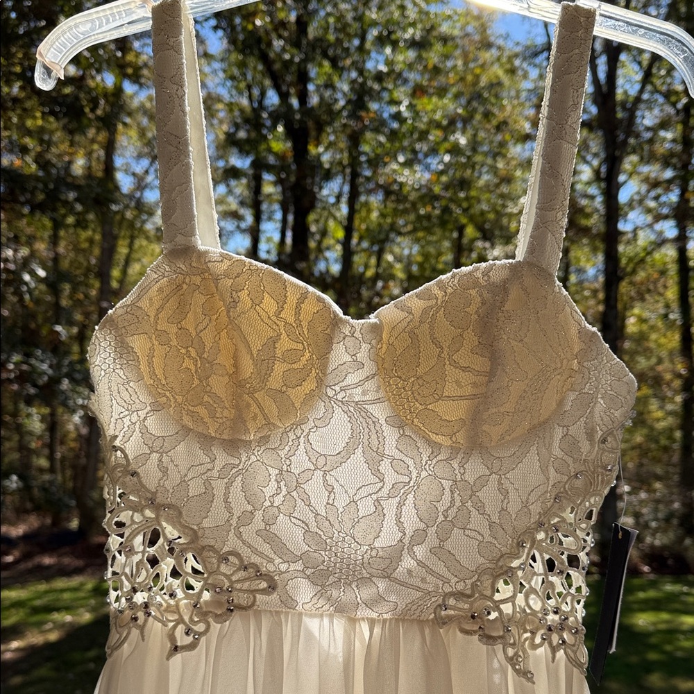 City Studio Strapless White Lace Dress - Picture 2 of 6